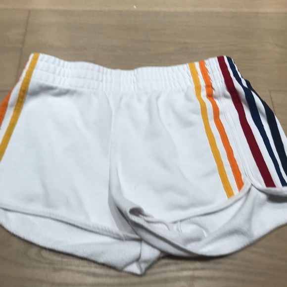 white shorts with rainbow on side - Picture 1 of 1
